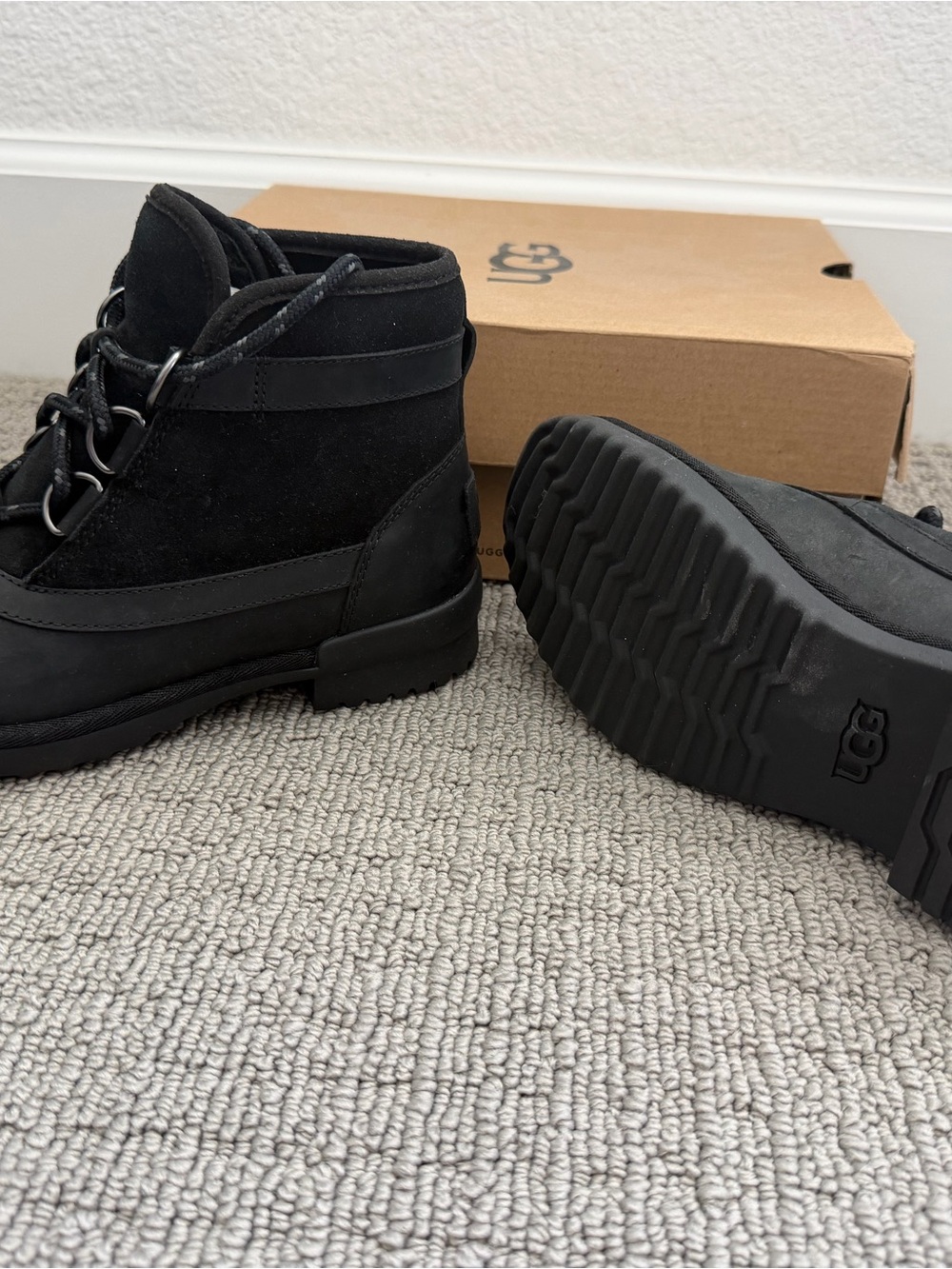 UGG Women’s Black Suede Lace-Up Ankle Booties